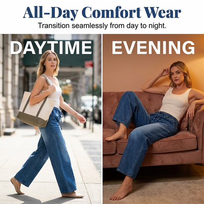Women's Elastic Waist Wide Leg Denim Pants