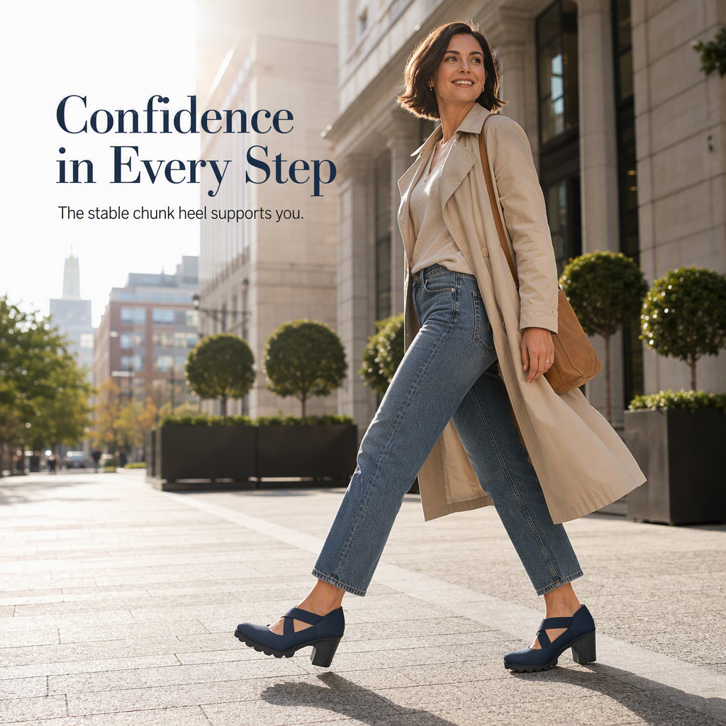 📢📢50% Off!!!🎉✨Women's Mary Jane shoes with a round toe, crisscross straps, block heel, platform, and cutouts, high heels