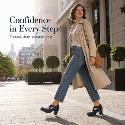 📢📢50% Off!!!🎉✨Women's Mary Jane shoes with a round toe, crisscross straps, block heel, platform, and cutouts, high heels