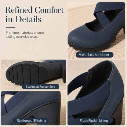📢📢50% Off!!!🎉✨Women's Mary Jane shoes with a round toe, crisscross straps, block heel, platform, and cutouts, high heels