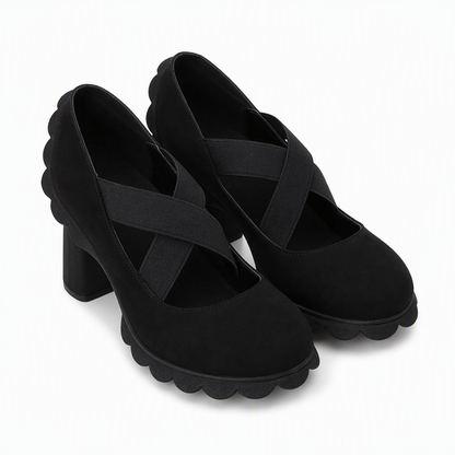 📢📢50% Off!!!🎉✨Women's Mary Jane shoes with a round toe, crisscross straps, block heel, platform, and cutouts, high heels