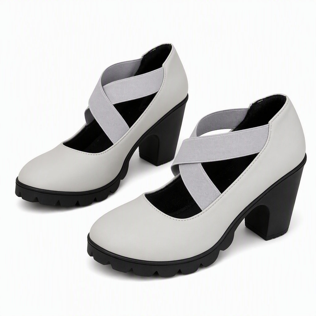 📢📢50% Off!!!🎉✨Women's Mary Jane shoes with a round toe, crisscross straps, block heel, platform, and cutouts, high heels
