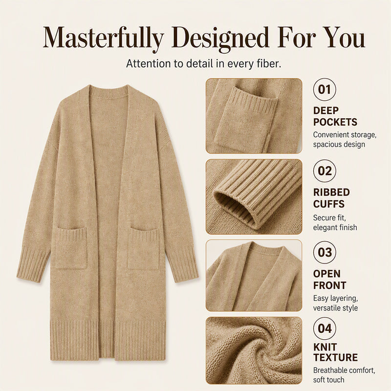 ⌛Limited-Time Offer-Women's Open Front Long Knit Cardigan