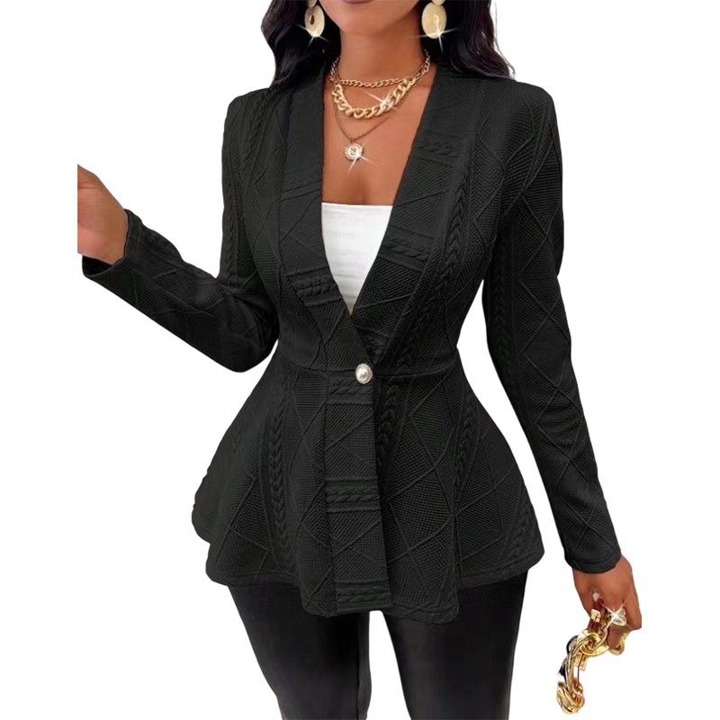 Minimalist Solid Textured Button Front Jacket