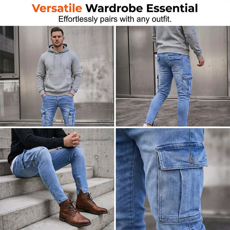 ⌛Limited-Time Offer-Men's Skinny Fit Stretch Cargo Jeans