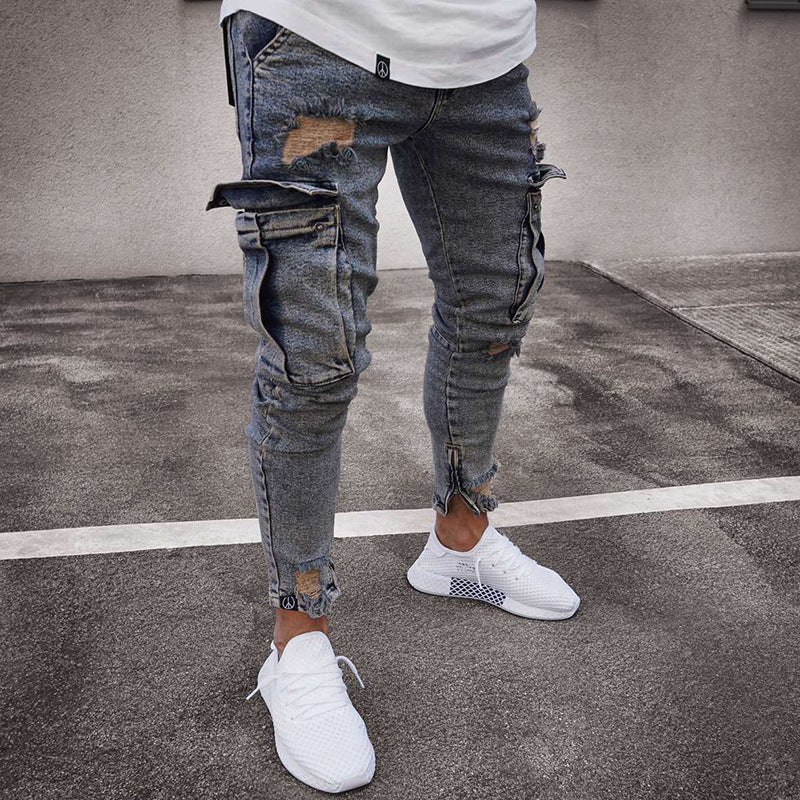 ⌛Limited-Time Offer-Men's Skinny Fit Stretch Cargo Jeans