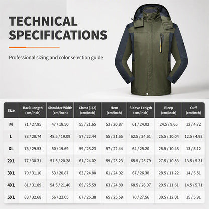 🌧️ Built for Rough Weather | Men's Waterproof & Windproof Hiking Jacket