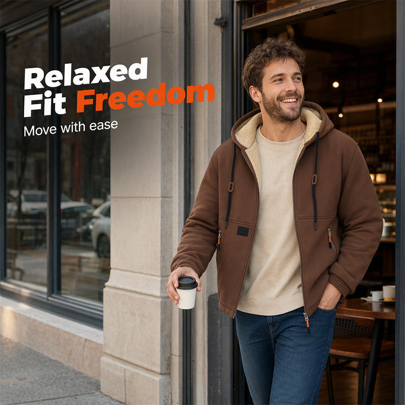 ☁️ Cozy Warmth, Easy Layers | Men's Plush-Lined Zip-Up Hoodie