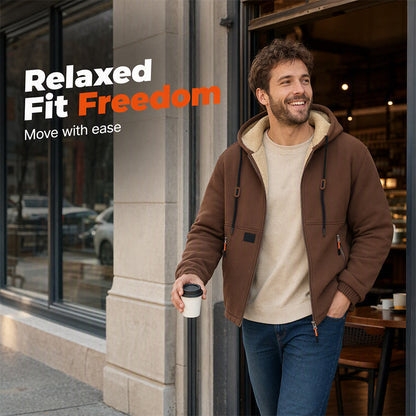 ☁️ Cozy Warmth, Easy Layers | Men's Plush-Lined Zip-Up Hoodie