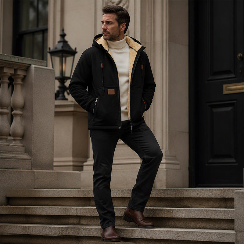 ☁️ Cozy Warmth, Easy Layers | Men's Plush-Lined Zip-Up Hoodie
