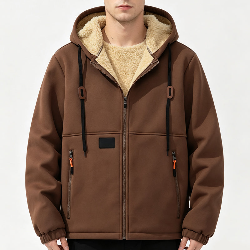 ☁️ Cozy Warmth, Easy Layers | Men's Plush-Lined Zip-Up Hoodie