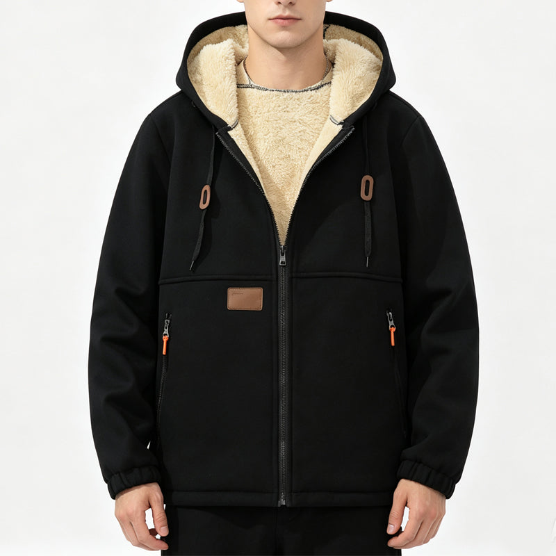 ☁️ Cozy Warmth, Easy Layers | Men's Plush-Lined Zip-Up Hoodie