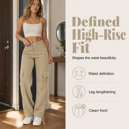 👖 More Pockets, Easy Movement | Women's High-Waist Straight-Leg Cargo Pants