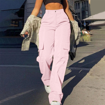 👖 More Pockets, Easy Movement | Women's High-Waist Straight-Leg Cargo Pants