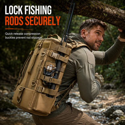 ⌛Limited-Time Offer-Men's Outdoor Fishing Backpack Large Capacity Multi-functional Travel Bag with Rod Holder Lure Tackle Bag