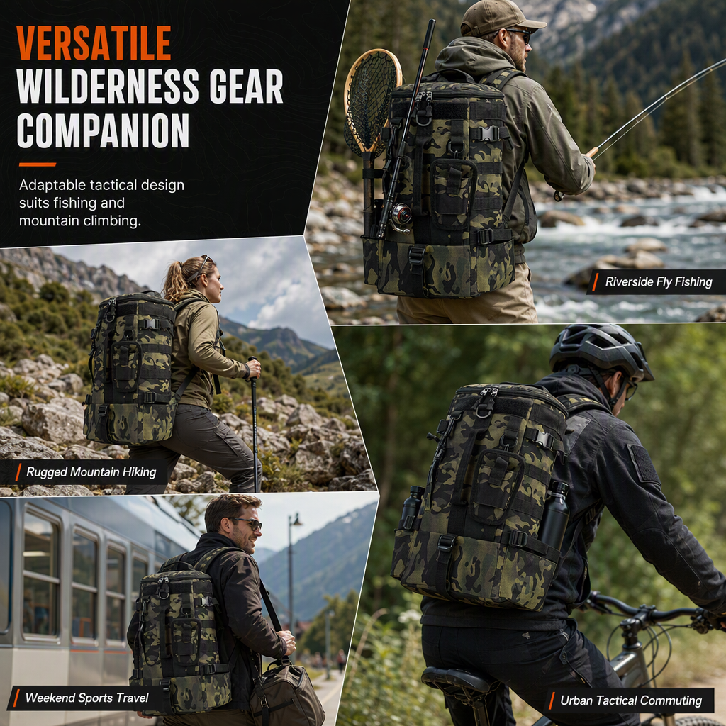 ⌛Limited-Time Offer-Men's Outdoor Fishing Backpack Large Capacity Multi-functional Travel Bag with Rod Holder Lure Tackle Bag