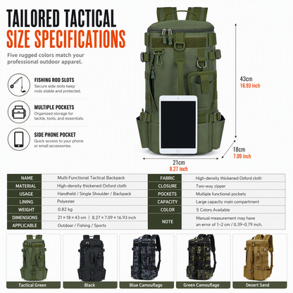 ⌛Limited-Time Offer-Men's Outdoor Fishing Backpack Large Capacity Multi-functional Travel Bag with Rod Holder Lure Tackle Bag