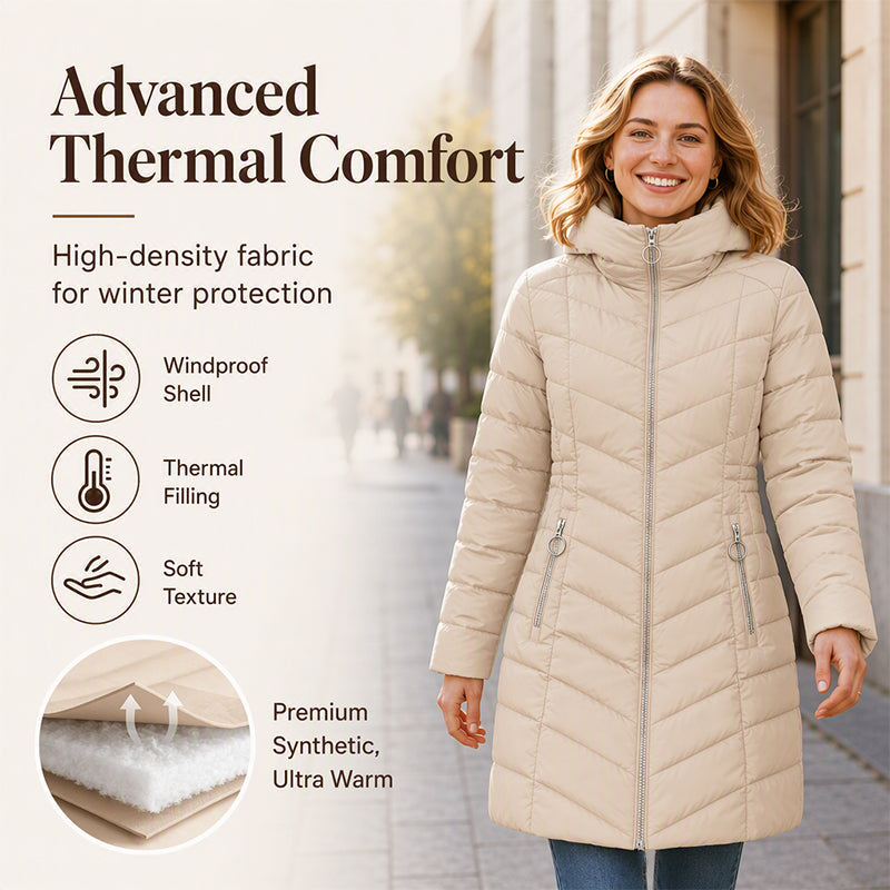 ❄️Warmth Without the Bulk | Women's Plush-Lined Hooded Mid-Length Coat⚡ Free Shipping