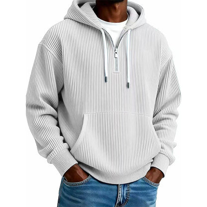 Men's Casual Half-Zip Corduroy Hoodie