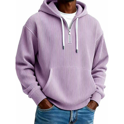 Men's Casual Half-Zip Corduroy Hoodie