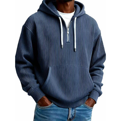 Men's Casual Half-Zip Corduroy Hoodie