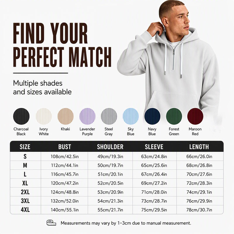 Men's Casual Half-Zip Corduroy Hoodie