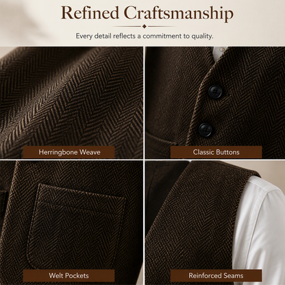 ✨ Vintage Smart Style | Men's Textured V-Neck Casual Waistcoat