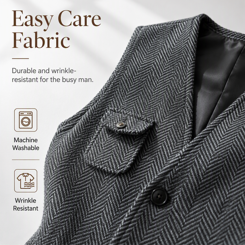 ✨ Vintage Smart Style | Men's Textured V-Neck Casual Waistcoat