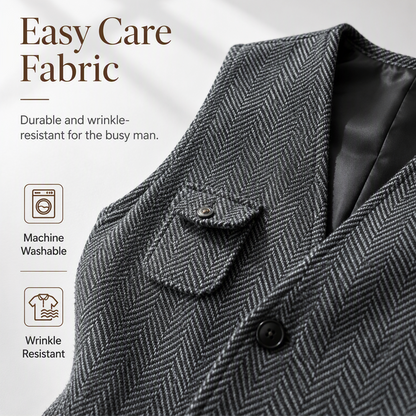 ✨ Vintage Smart Style | Men's Textured V-Neck Casual Waistcoat