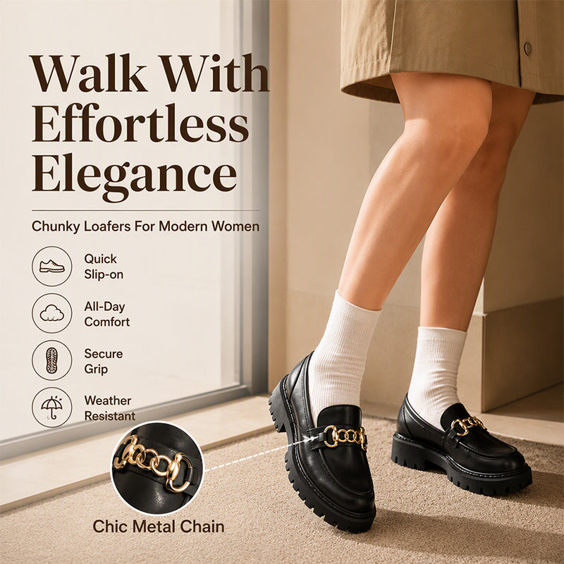 Women's Retro British Style Platform Loafers