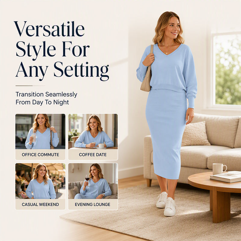 ⌛Limited-Time Offer-Women's Off-Shoulder Sweatshirt & Camisole Dress Set