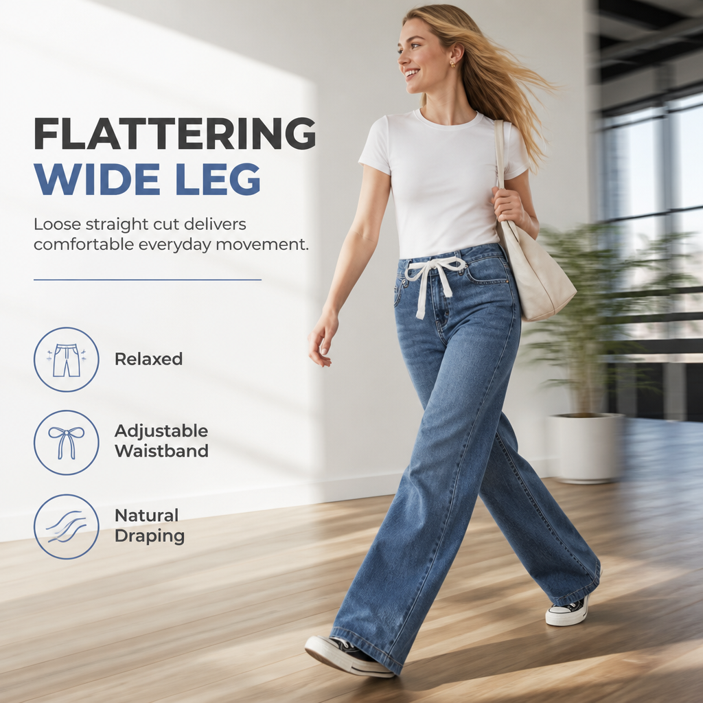 👖 LIMITED-TIME 50% OFF! ✨Women's Casual Loose Fit Wide Leg Denim Jeans