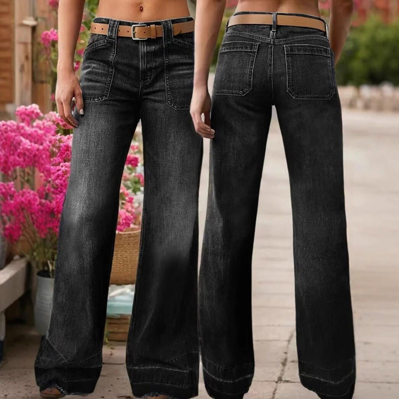 Women's Retro Flare Jeans with Pockets