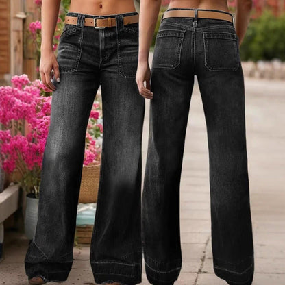 Women's Retro Flare Jeans with Pockets