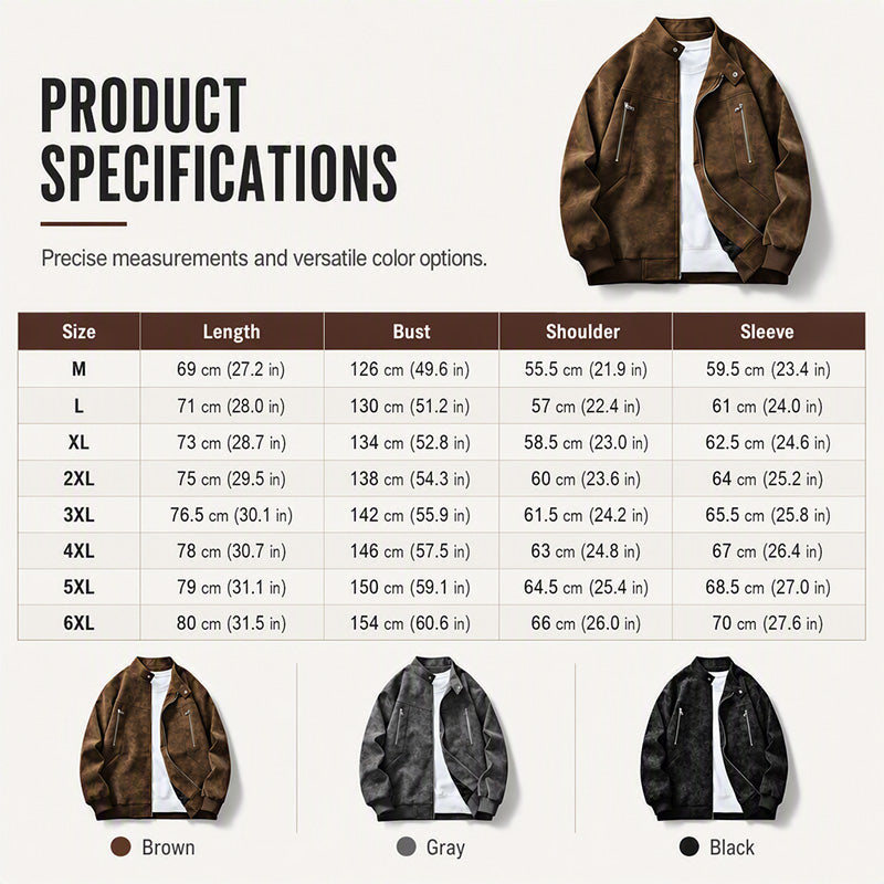 Men's Retro Stand Collar Bomber Jacket