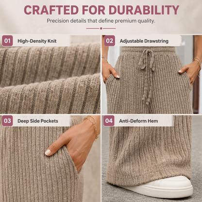 Women’s Ribbed Knit Wide-Leg Pants
