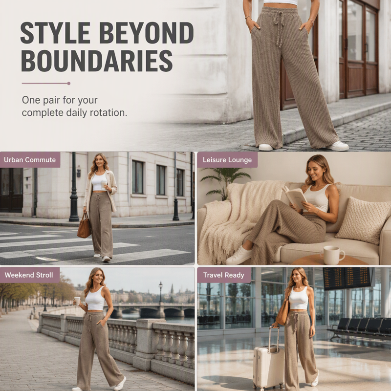 Women’s Ribbed Knit Wide-Leg Pants