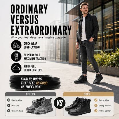 🥾 Built Tough for Everyday Wear | Men's Waterproof Genuine Leather Combat Boots