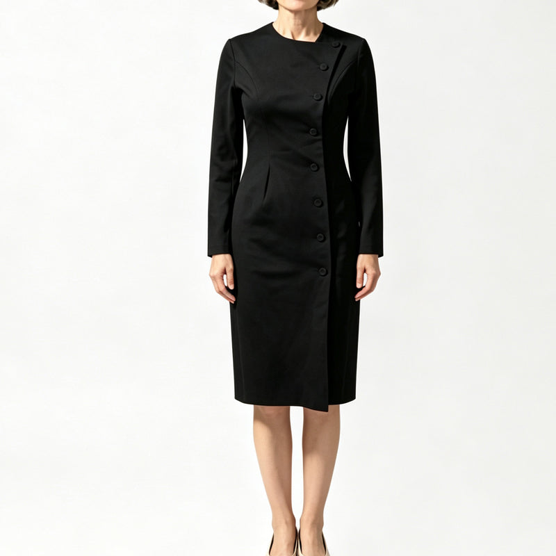 💃 Asymmetric Detail, Flattering Shape | Women's Diagonal-Button Midi Dress