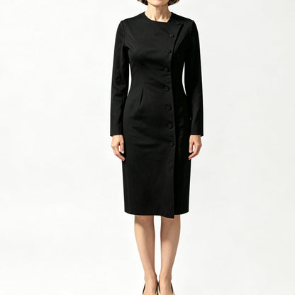 💃 Asymmetric Detail, Flattering Shape | Women's Diagonal-Button Midi Dress