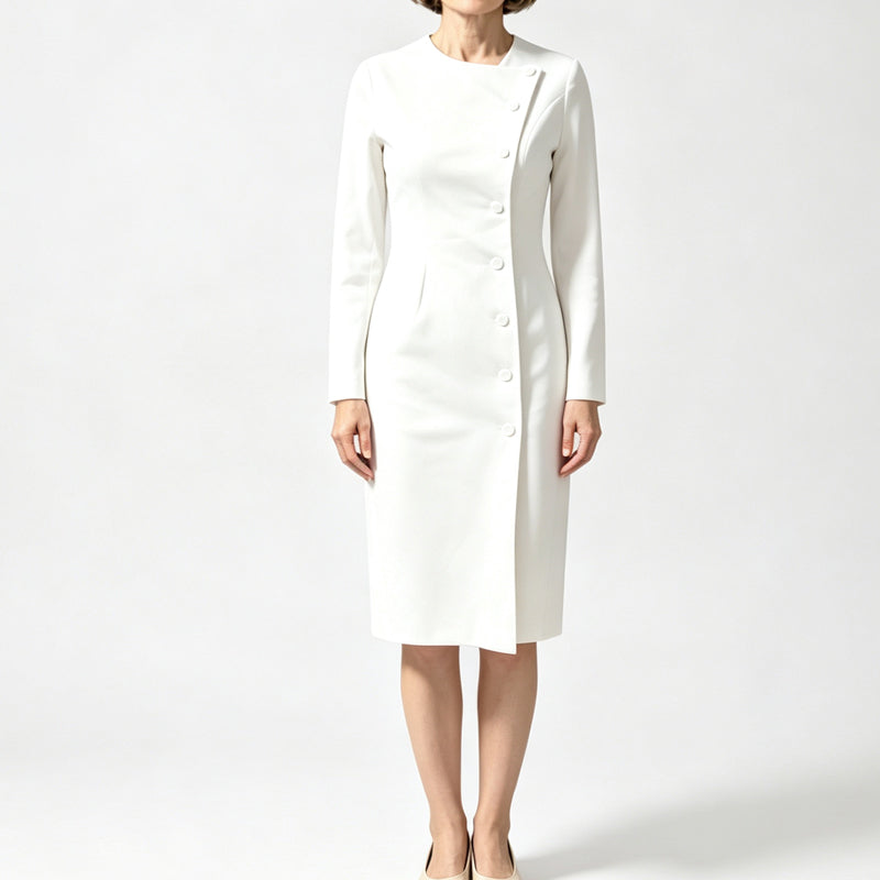 💃 Asymmetric Detail, Flattering Shape | Women's Diagonal-Button Midi Dress