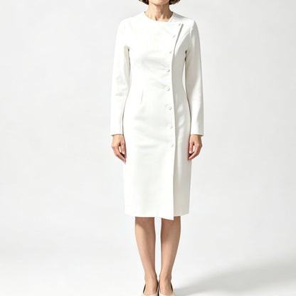 💃 Asymmetric Detail, Flattering Shape | Women's Diagonal-Button Midi Dress