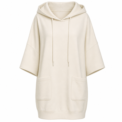 ☁️ Relaxed Comfort | Women's Oversized Hooded Knit Sweatshirt with Deep Pockets