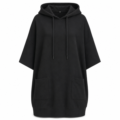 ☁️ Relaxed Comfort | Women's Oversized Hooded Knit Sweatshirt with Deep Pockets