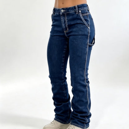 👖 Stretch Comfort, Utility Style | Women's Carpenter Pocket Bootcut Jeans