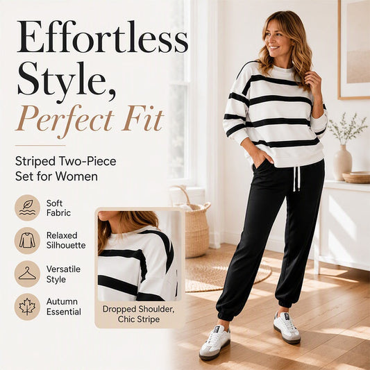 Women's Striped Sweatshirt & Jogger Pants Set