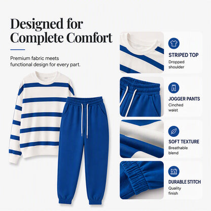 Women's Striped Sweatshirt & Jogger Pants Set