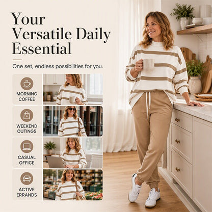 Women's Striped Sweatshirt & Jogger Pants Set