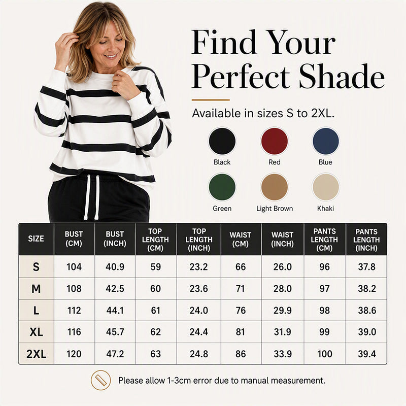 Women's Striped Sweatshirt & Jogger Pants Set