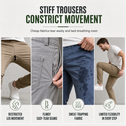 Men's Casual Cargo Pants with Multi Pockets and Drawstring